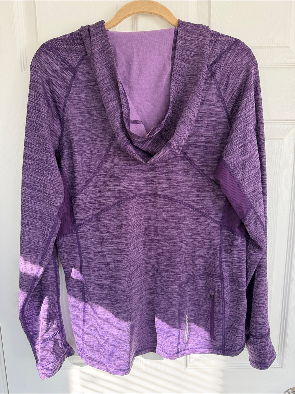 L.L. Bean Women's Purple Heather Quarter-Zip Hooded Active Top Size Large - Picture 3 of 7